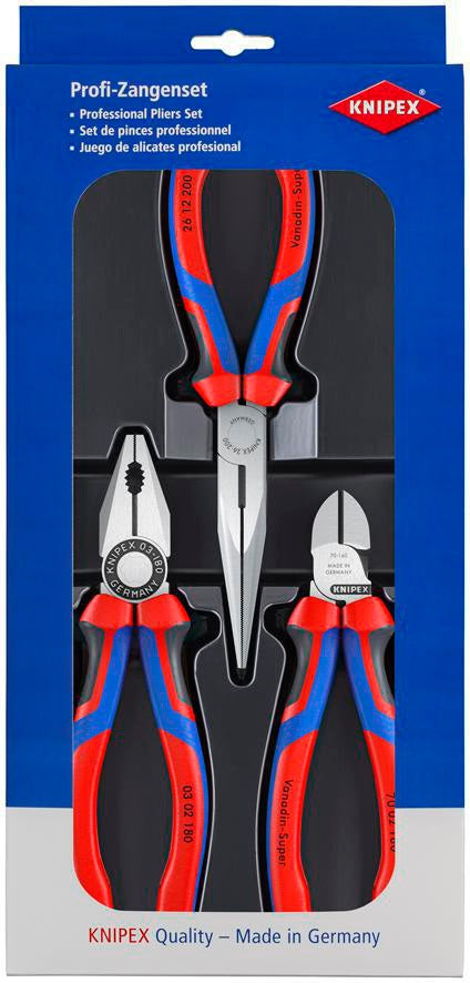 KNIPEX Zangensatz Montage-Paket 3-teilig im Kunststoff-Tiefziehteil mit Mehrkomponenten-Hüllen