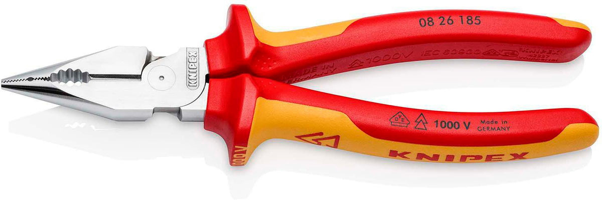KNIPEX Spitzkombizange 145 mm VDE-isoliert, Mehrkomponentenhüllen, verchromt