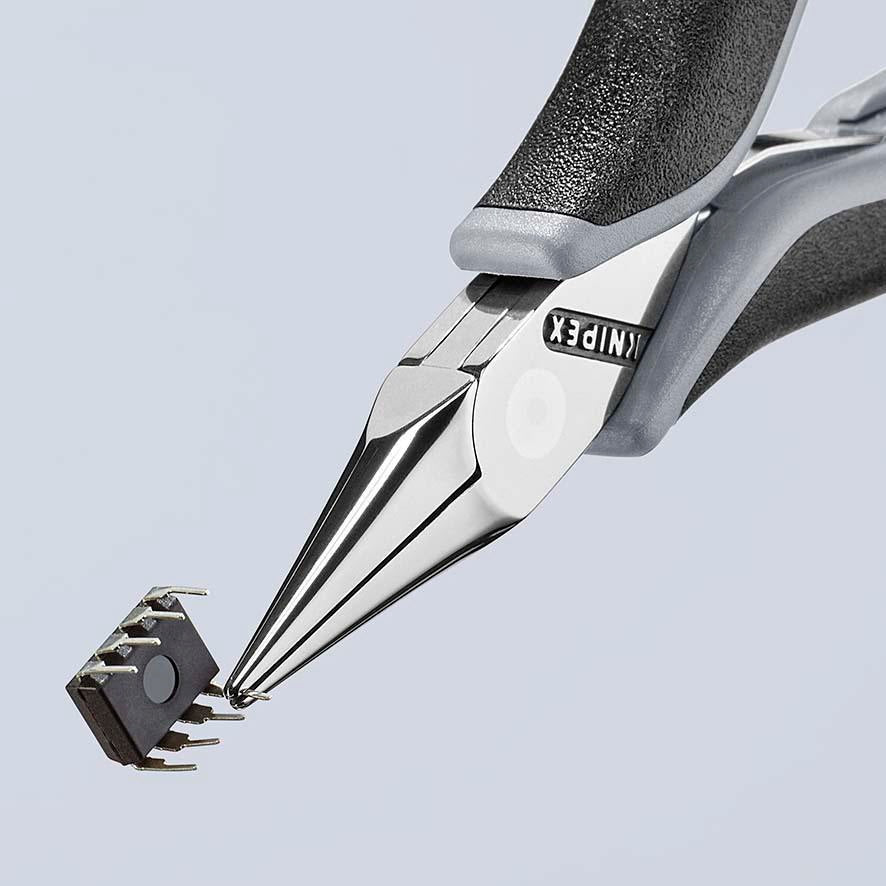 KNIPEX Elektronik-Greifzange ESD 115 mm – flachbreite Backen, spiegelpoliert, Form 3