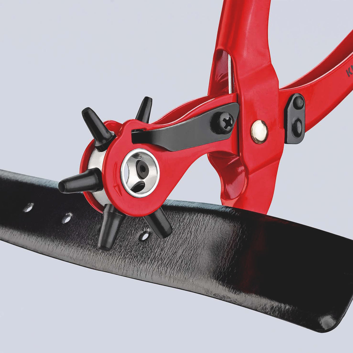 KNIPEX Revolverlochzange 220 mm mit 6 Lochpfeifen 2–5 mm rot pulverbeschichtet