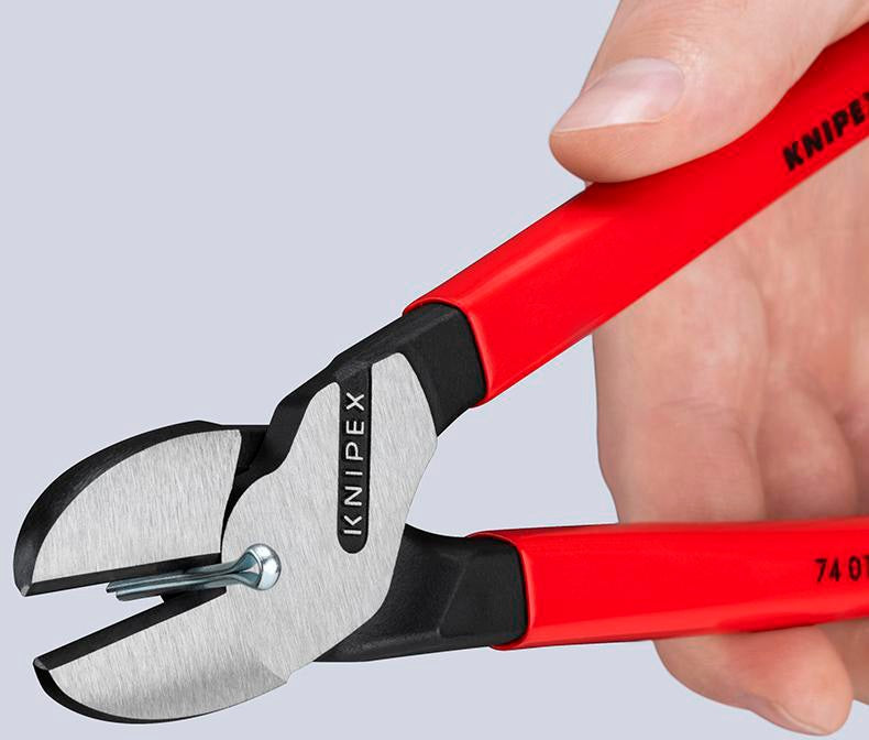 KNIPEX Kraftseitenschneider 140 mm poliert Form 0 – 20 % Kraftersparnis, Kunststoffüberzug
