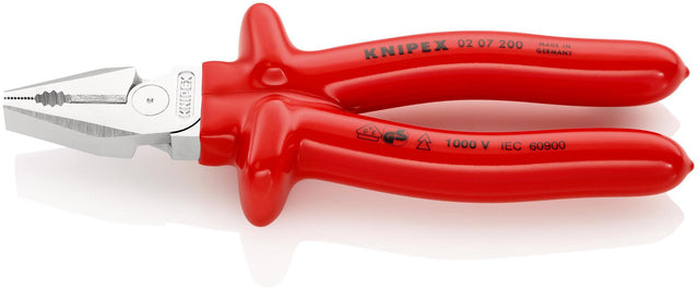 KNIPEX Kraftkombizange VDE 200 mm – 35 % Kraftersparnis, verchromt, tauchisoliert