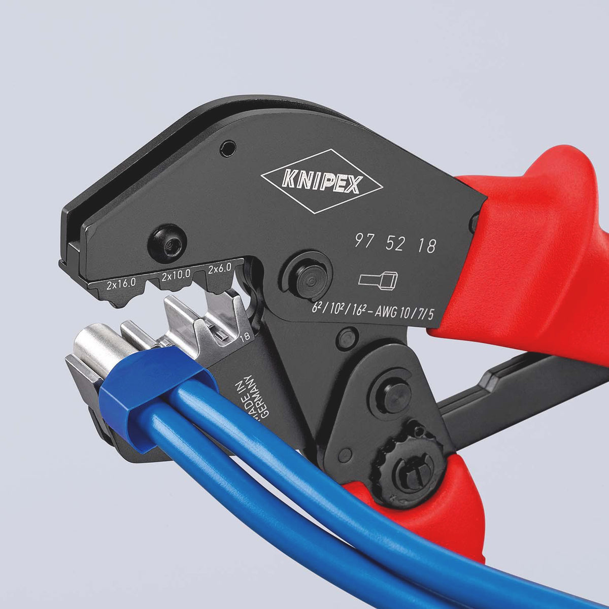 KNIPEX Crimpzange 250 mm – Für unisolierte Kabelschuhe und Verbinder, 2x6, 2x10, 2x16 mm²