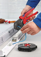 KNIPEX Crimpzange MultiCrimp 250 mm mit 5 Wechseleinsätzen – Für Kabelschuhe, Verbinder & Aderendhülsen