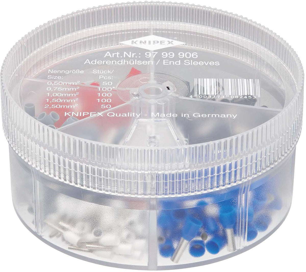 KNIPEX Aderendhülsenbox 400-teilig 0,5-2,5 mm² Kupfer verzinnt Kunststoffbox