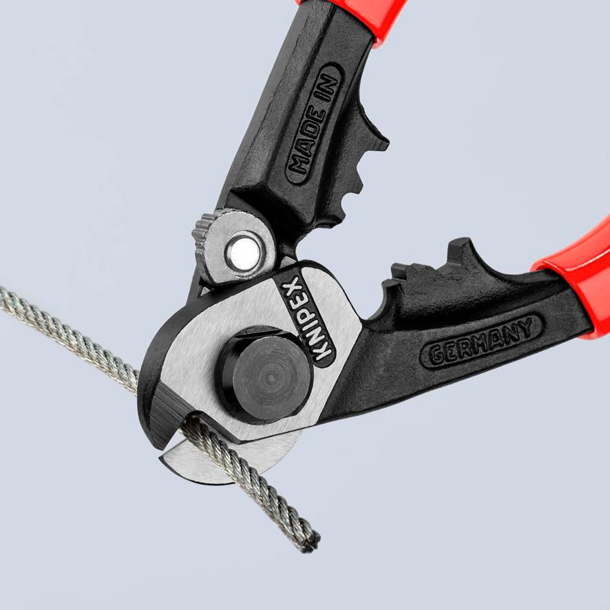KNIPEX Drahtseilschere 190 mm – für harte Drahtseile, Kabel und Rundstahl, poliert
