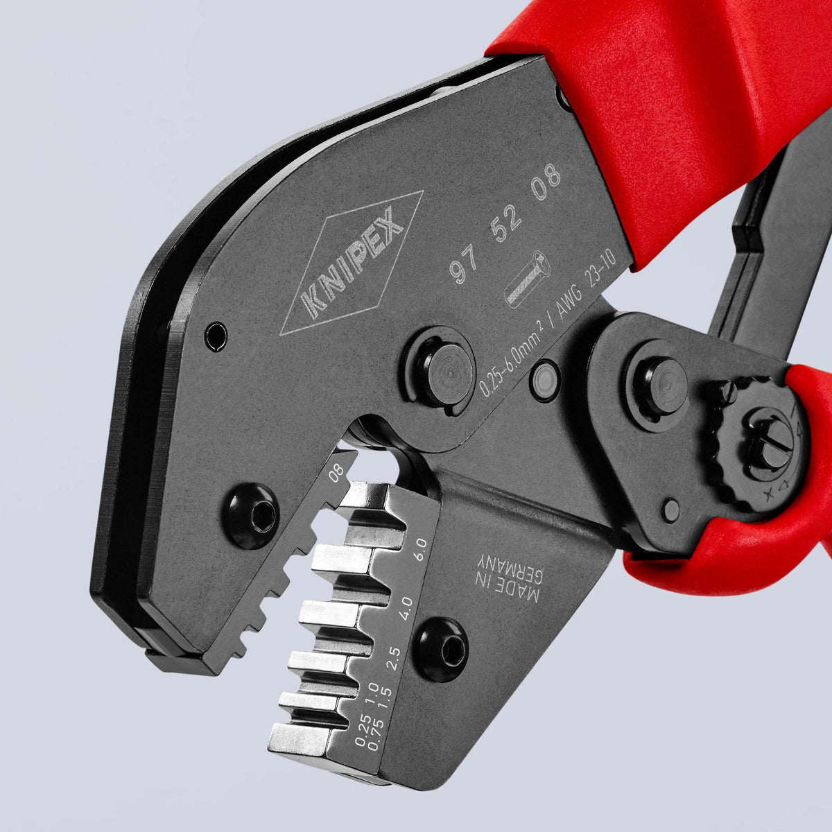 KNIPEX Crimpzange 250 mm für isolierte und unisolierte Aderendhülsen 0,25–6 mm²