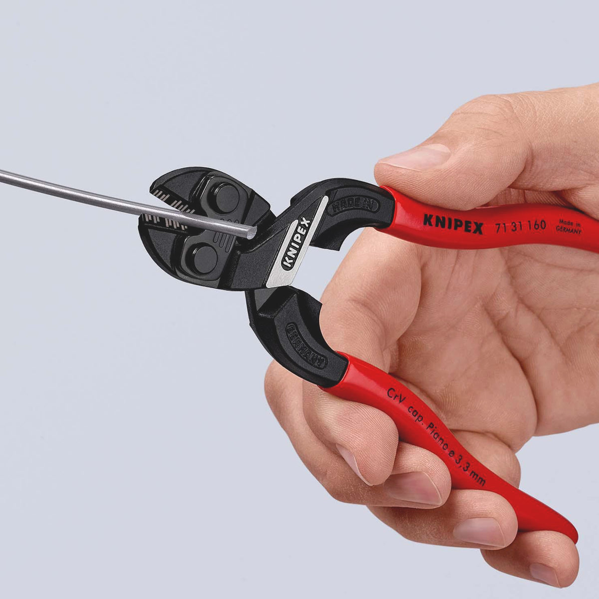 KNIPEX CoBolt® Kompaktbolzenschneider 160 mm – 60 % Kraftersparnis, mit Aussparung