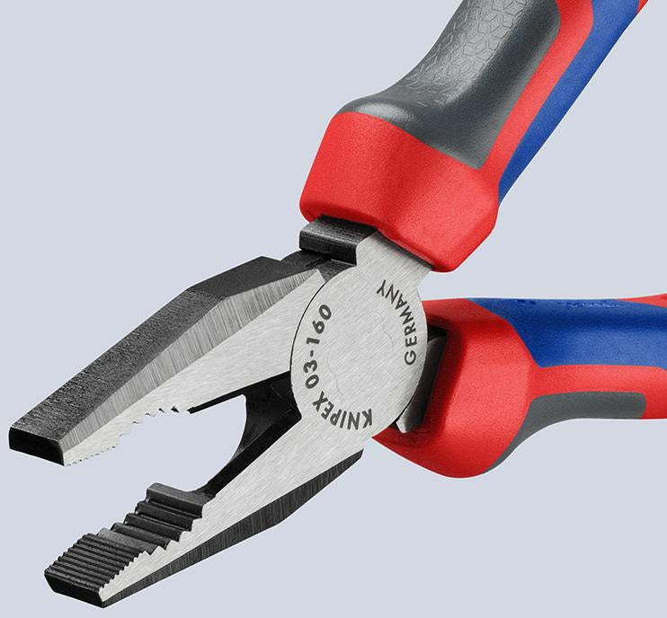 KNIPEX Kombizange 160 mm mit Comfort-Griff – polierter Kopf, induktiv gehärtete Schneiden