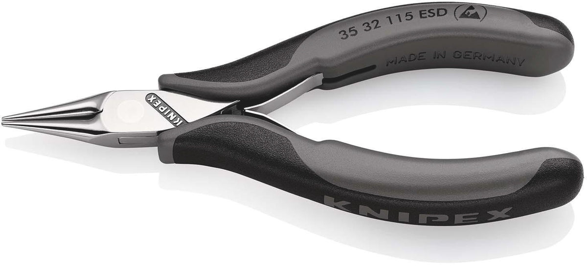 KNIPEX Elektronik-Greifzange ESD 115 mm – flachbreite Backen, spiegelpoliert, Form 3