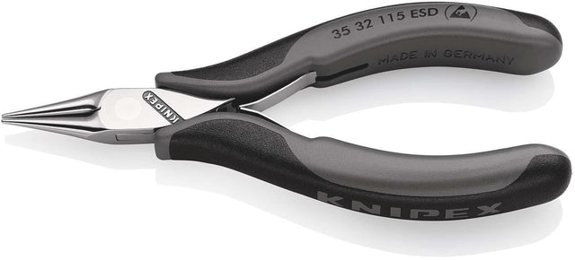 KNIPEX Elektronik-Greifzange ESD 115 mm – flachbreite Backen, spiegelpoliert, Form 3