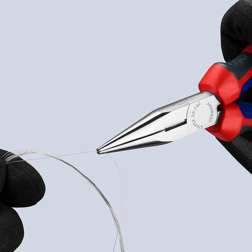 KNIPEX Flachrundzange 140 mm mit Schneide – Radiozange, verchromt, Mehrkomponenten-Hüllen