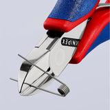 KNIPEX Elektronikseitenschneider 130 mm Form 0 mit Facette und 2K-Hülle, spiegelpolierter Kopf