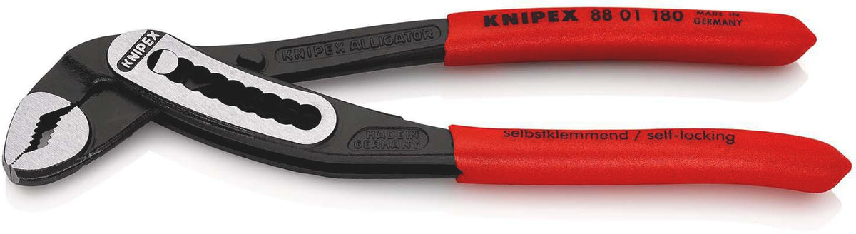KNIPEX Wasserpumpenzange Alligator 180 mm mit Comfort-Griff und 9-fach Rastenverstellung