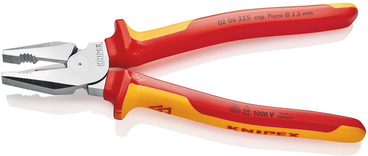 KNIPEX Kraftkombizange VDE 225 mm – 35 % Kraftersparnis, verchromt, Mehrkomponenten-Griff