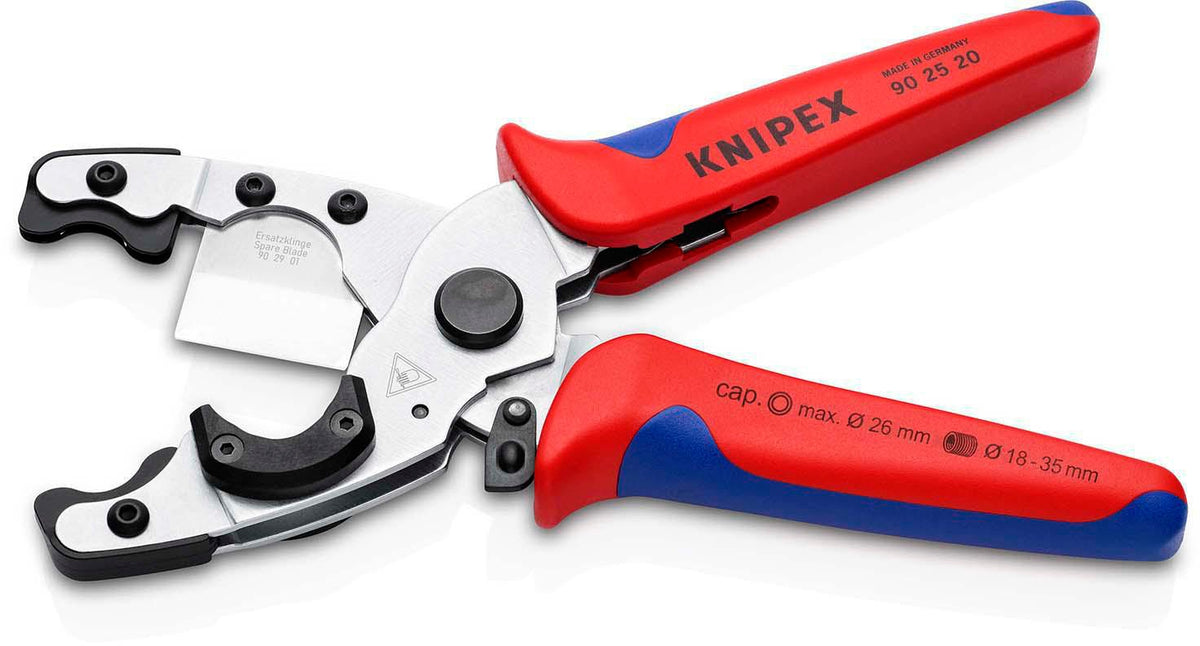 KNIPEX Rohrschneider für Verbund- und Schutzrohre Ø 12-25 / 18-35 mm, 210 mm, Chrom-Vanadin-Elektrostahl