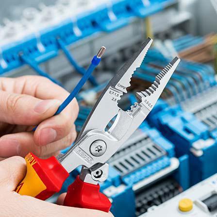 KNIPEX Elektroinstallationszange 200 mm VDE isoliert – Multifunktionszange mit Öse