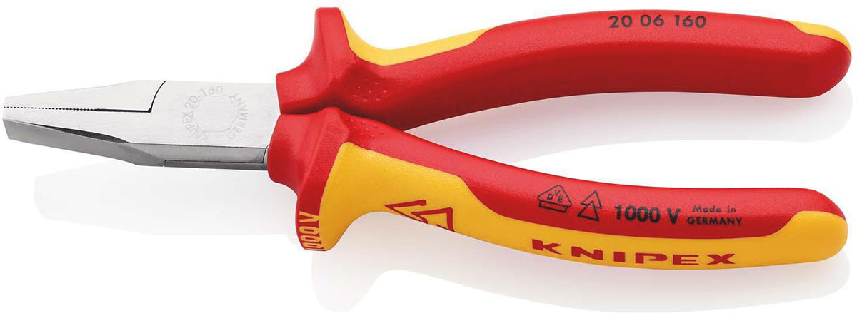 KNIPEX Flachzange 160 mm verchromt – VDE-isoliert bis 1000 V, gezahnte Greifflächen