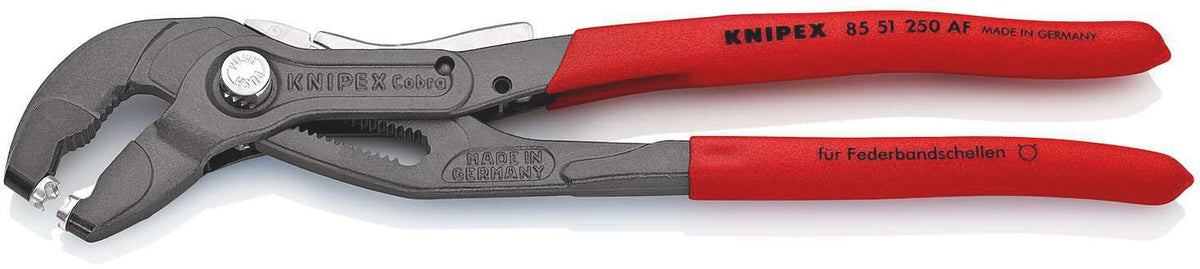 KNIPEX Federbandschellenzange 250 mm – Universelle Greifeinsätze, 25 Einstellungen, max. 70 mm