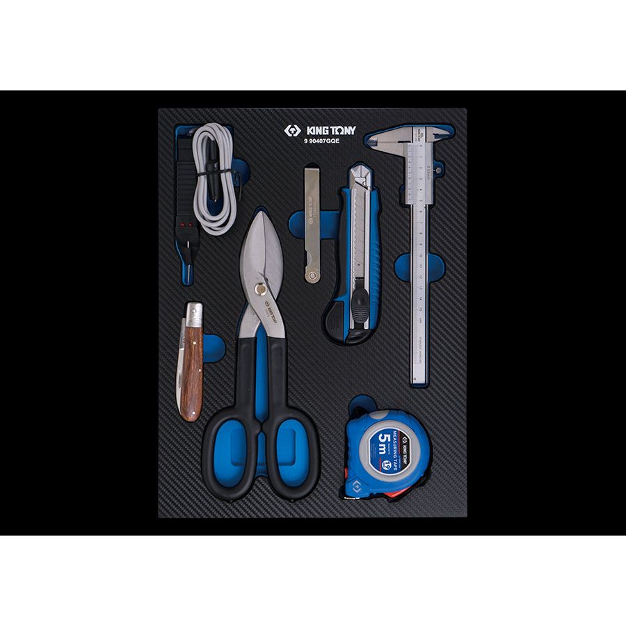 KING TONY Profi-Werkzeuge - Mess-, Schneide- und Stromprüfset, EVAWAVE - 7 tlg. 990407GQE