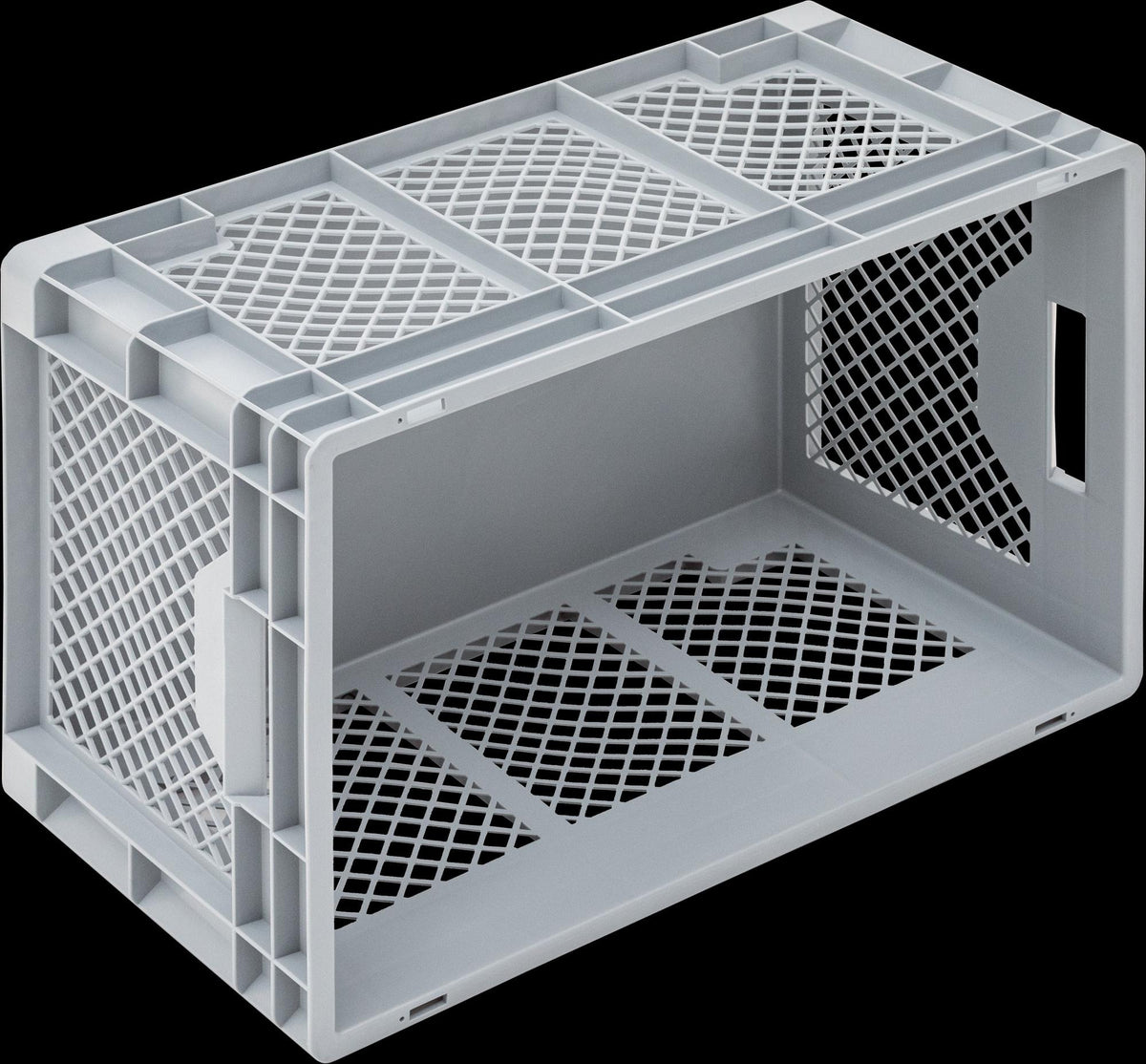 LOCKWEILER Transportbehälter 400x300x170 mm grau PP mit Durchfassgriff und durchbrochenen Seitenwänden