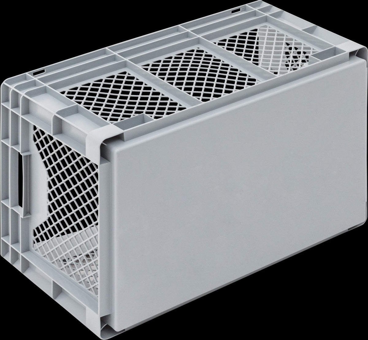 LOCKWEILER Transportbehälter 400x300x170 mm grau PP mit Durchfassgriff und durchbrochenen Seitenwänden