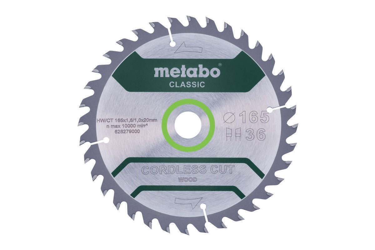 Metabo Kreissägeblatt cordless cut wood classic 165 mm Z18 HW/CT für Akku-Sägen