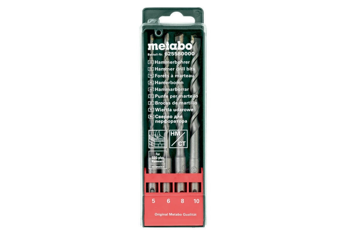 Metabo Bohrhammerzubehörset SDS-plus 4-teilig mit Hartmetall-Bohrspitze