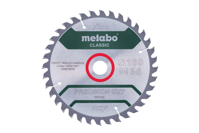 Metabo Kreissägeblatt precision cut wood classic 160 x 2,2/1,4 x 20 mm Z36 WZ für saubere Holzschnitte
