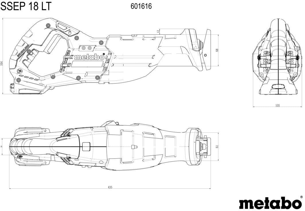 METABO Akku-Säbelsäge SSEP 18 LT 18V 32mm 0-3000 min-¹ – variable Hubzahl, LED, ohne Akku