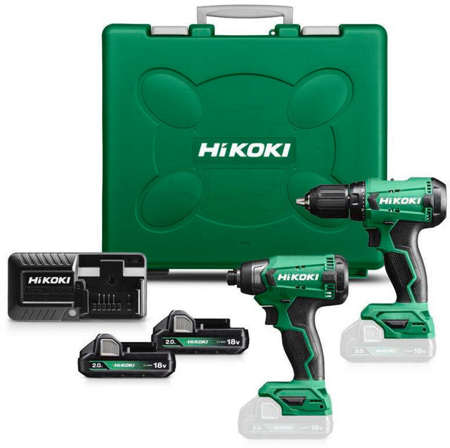 HIKOKI Akku-Bohrschrauber Combo-Kit KC18DA 18 V 2 Ah 1,5 - 13 mm – DS18DA + WH18DA