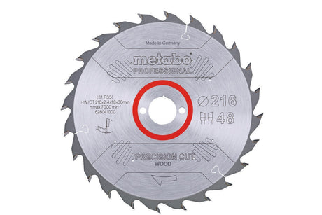 Metabo Kreissägeblatt Precision Cut Wood Professional D216xB2,4xBohrung30mm 48Z WZ