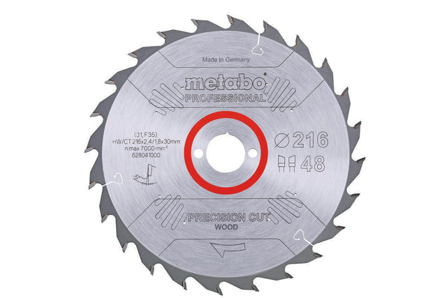 Metabo Kreissägeblatt Precision Cut Wood Professional D216xB2,4xBohrung30mm 48Z WZ