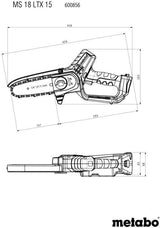 METABO Akku-Kettensäge MS 18 LTX 15 – 18 V, 150 mm Schwert, rückschlagarm
