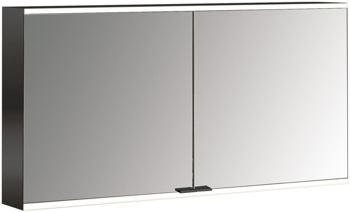 EMCO prime 2 LED-Lichtspiegelschrank 1300 mm, 2-türig, Aufputz, Aluminium, Touchsteuerung