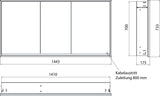EMCO Lichtspiegelschrank loft 05125 Unterputz, 3-türig, 1400 mm, Aluminium, LED, IP20