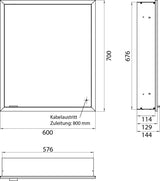 EMCO prime slim Lichtspiegelschrank 600 mm Unterputz, 1 Tür rechts, LED, Touch