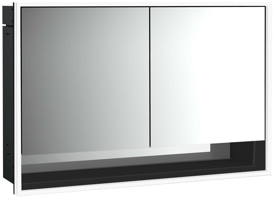 EMCO Lichtspiegelschrank loft 05219 Unterputz, 2-türig, 1200 mm, Aluminium, LED-Beleuchtung, Touch-Bedienfeld