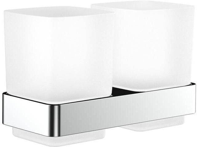 EMCO Doppelglashalter loft 00100 – Kristallglas satiniert, verchromt, Wandmontage