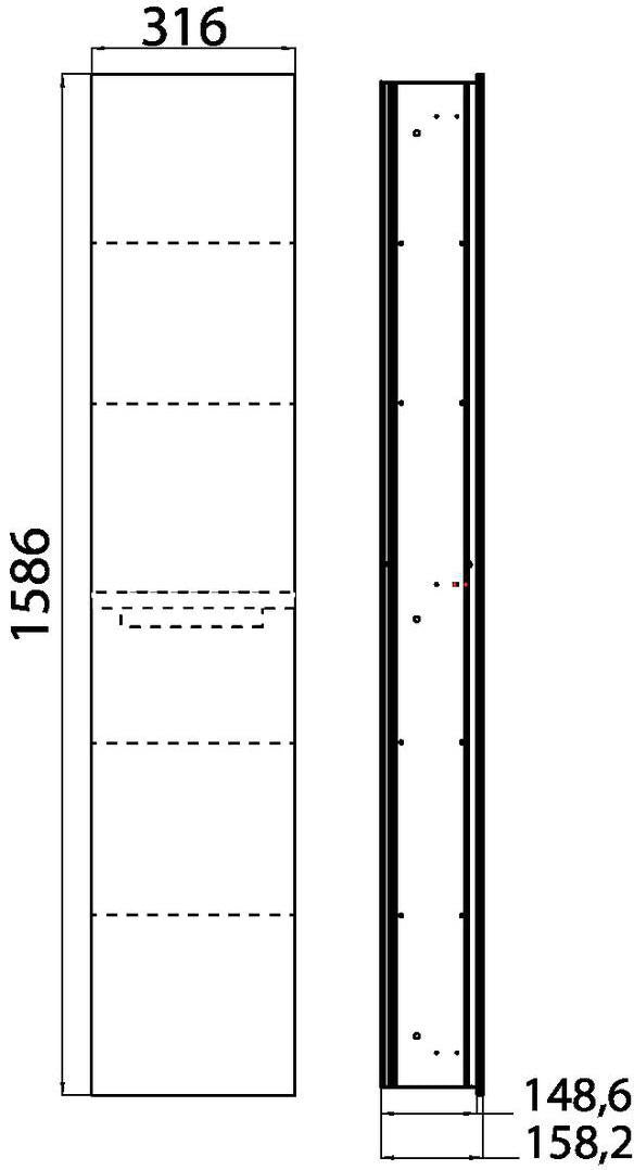 EMCO asis 2.0 Schrankmodul Unterputz 1584 mm mit LED-Beleuchtung und Türkontaktschalter