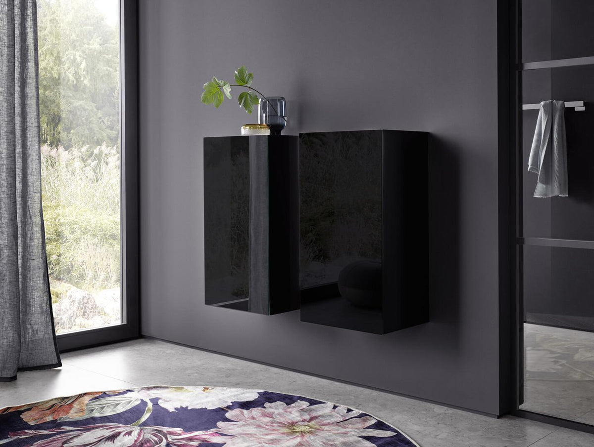 EMCO evo Halb-Hochschrank 750 mm mit Glastür und LED-Beleuchtung in Weiß