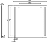 EMCO LED-Lichtspiegel MI 270 27005 mit Sensorschalter 850x800 mm – Wandspiegel mit beidseitigen Lichtausschnitten