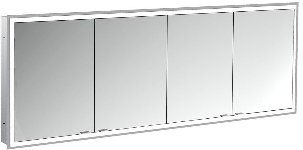 EMCO prime LED-Lichtspiegelschrank 1800 mm, 4-türig, Unterputz, Aluminium