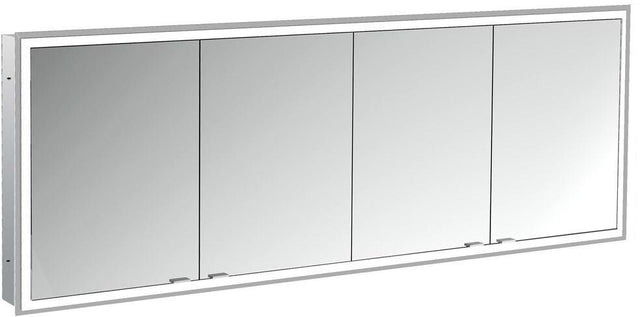 EMCO prime LED-Lichtspiegelschrank 1800 mm, 4-türig, Unterputz, Aluminium