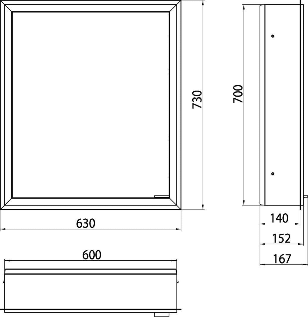 EMCO LED-Lichtspiegelschrank prime 600 mm Unterputz mit Front- und Innenspiegel, Aluminium