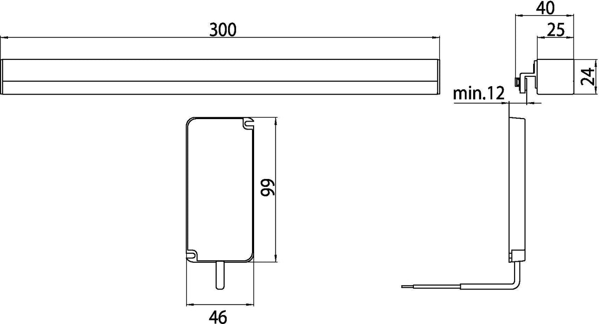 EMCO LED-Spiegelklemmleuchte system2 00103 waagerecht 300 mm chrom – 4000 K