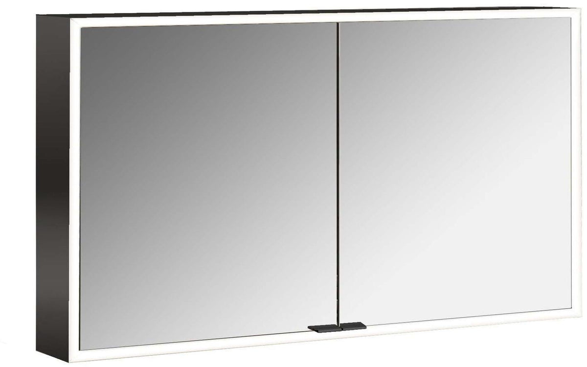 EMCO prime LED-Lichtspiegelschrank 1200 mm, 2-türig, Aufputz, Aluminium, mit Touchsteuerung