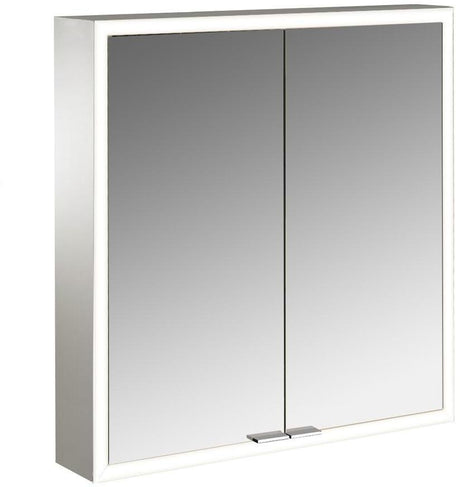 EMCO prime LED-Lichtspiegelschrank 600 mm, 2 Türen, Aufputz, Aluminium, dimmbar