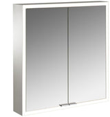 EMCO prime LED-Lichtspiegelschrank 600 mm, 2 Türen, Unterputz, Aluminium