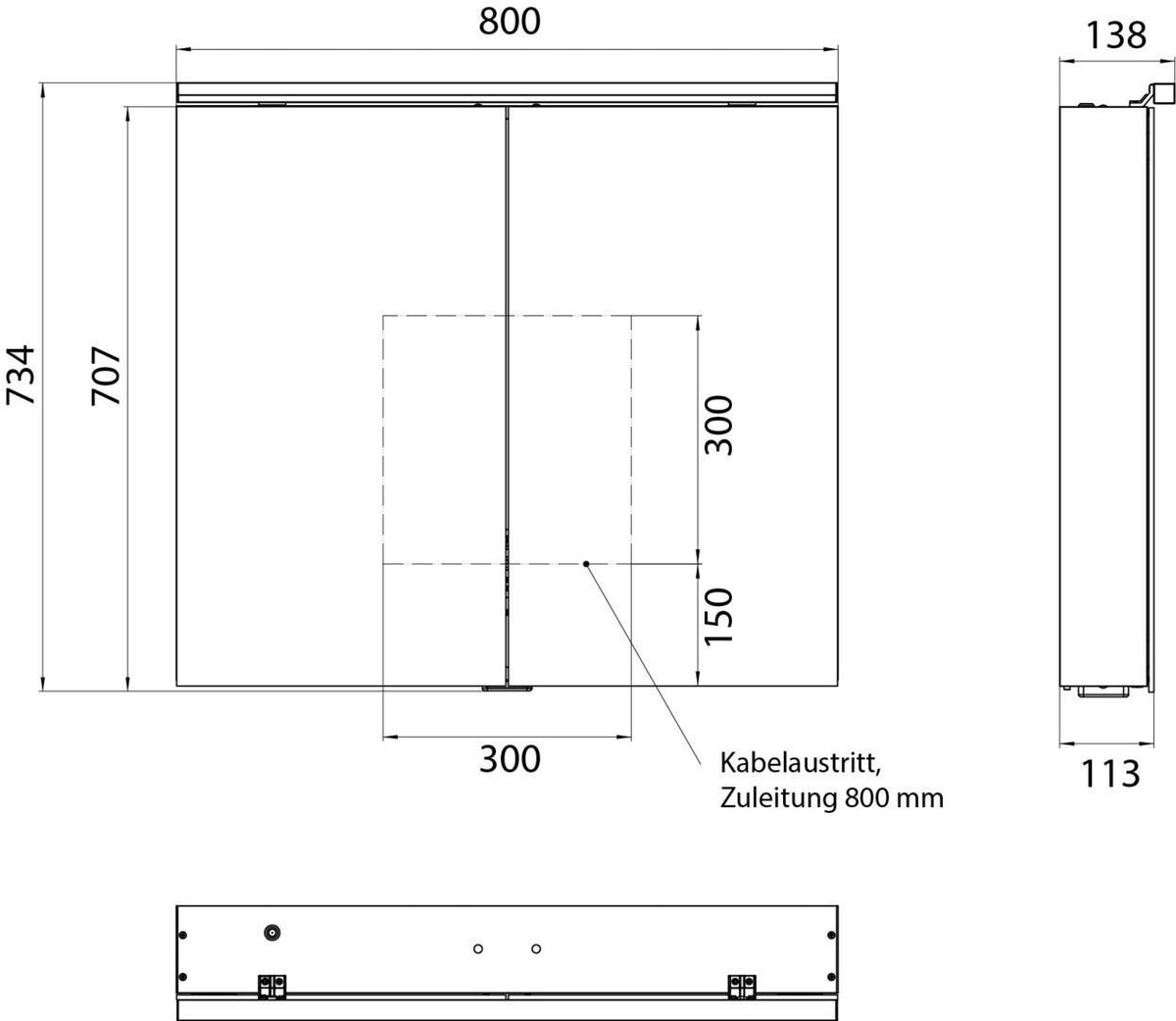 EMCO Flat 2 Classic LED-Lichtspiegelschrank 800 mm, 2-türig, Aluminium, Aufputz